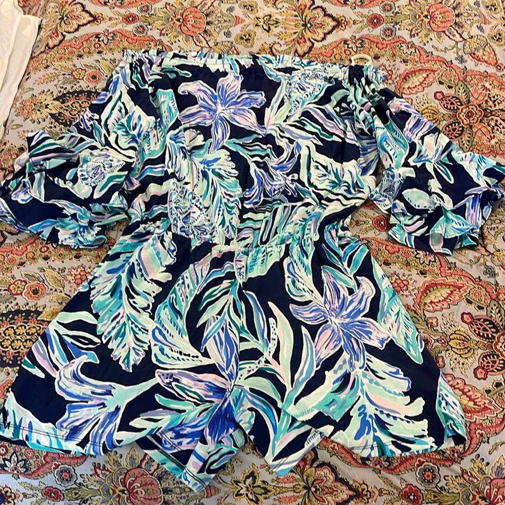 Lilly Pulitzer Blue and Green Floral Romper